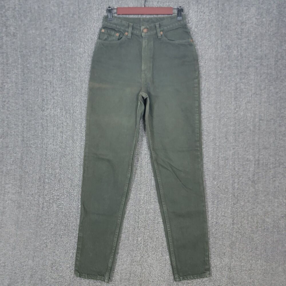 Vintage 90s Levis 512 Jeans Womens 9 Medium Green Slim Fit Tapered Leg USA Made